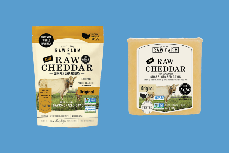 RAW FARM-brand Raw Cheddar Cheese.