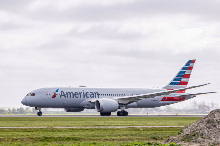 American Airlines Boeing 787 Dreamliner Departs From Amsterdam Schiphol Airport.
