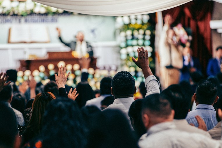 Congregants at Sunday service.