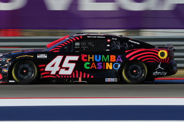 Mar 1, 2026; Austin, Texas, USA; NASCAR Cup Series driver Tyler Reddick (45) goes through turn 16 during the NASCAR Cup Series Duramax Texas Grand Prix Powered by RelaDyne at Circuit of the Americas. Mandatory Credit: Michael C. Johnson-Imagn Images