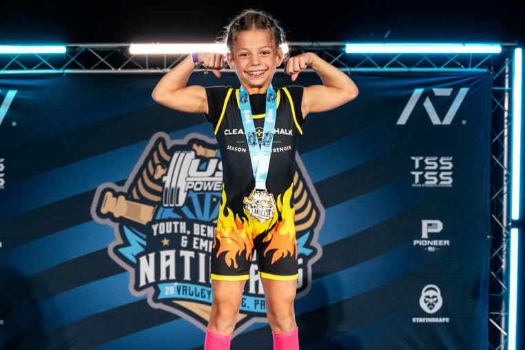 Lucy Milgrim participating in the USA Powerlifting Youth Nationals.