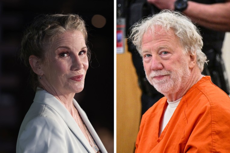 Melissa Gilbert in 2023 and Timothy Busfield at the Bernalillo County Courthouse in Albuquerque, N.M., on Jan. 20.