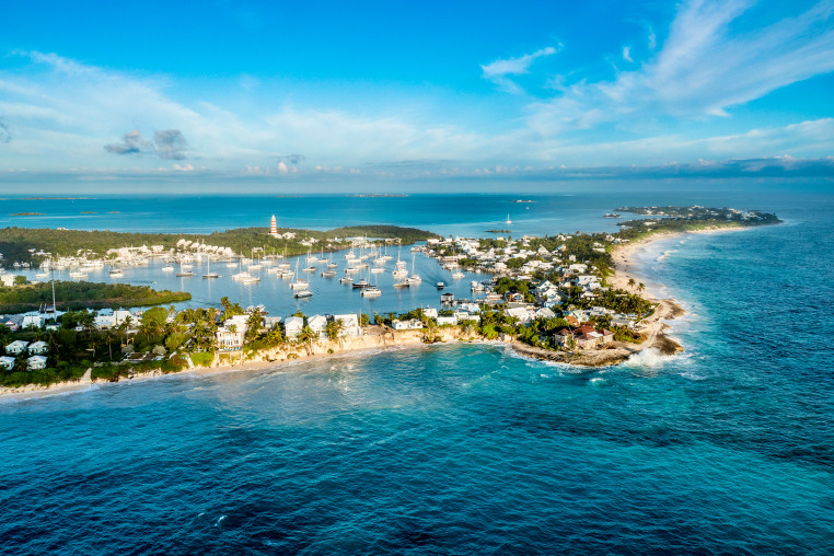 An aerial view of Hope Town, Great Abaco Island, Bahamas in 2022.