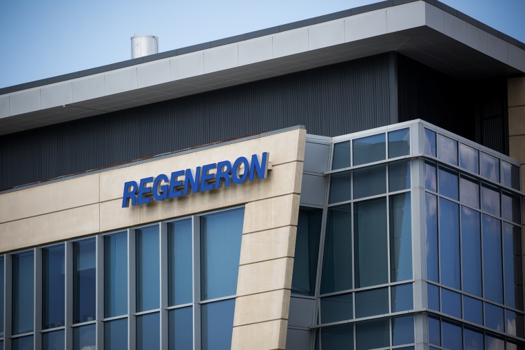 The exterior of a corporate office building with REGENERON on its facade.