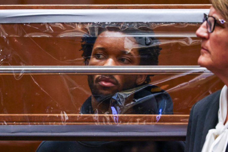 D4vd looks on from behind his defense attorney Marilyn Bednarski during his arraignment for the murder of Celeste Rivas Hernandez at Clara Shortridge Foltz Criminal Justice Center on April 20, 2026 in Los Angeles.