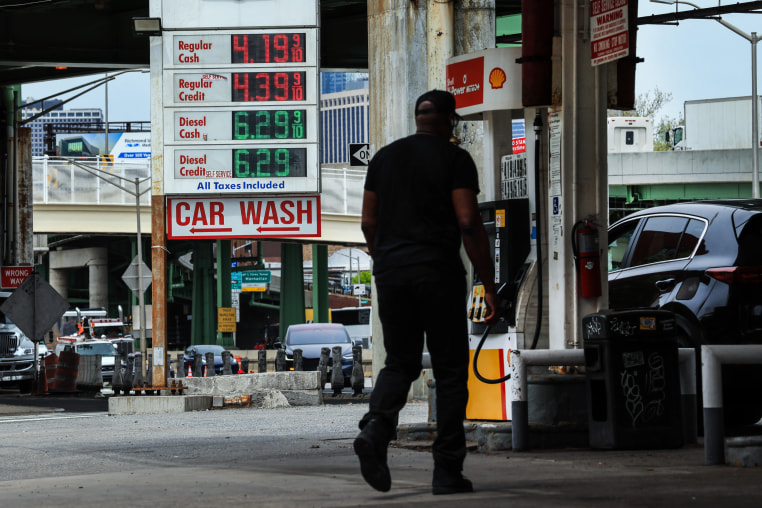 Fuel prices are displayed at a Brooklyn gas station.
