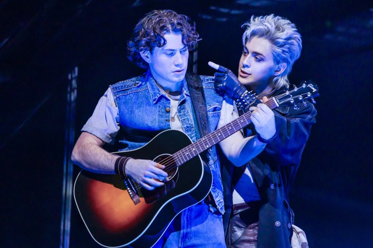 L.J. Benet, left, and Ali Louis Bourzgui perform in "The Lost Boys" in New York on March 26, 2026.