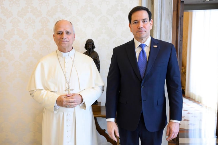 Pope Leo and Secretary of State Marco Rubio at the Vatican on May 7