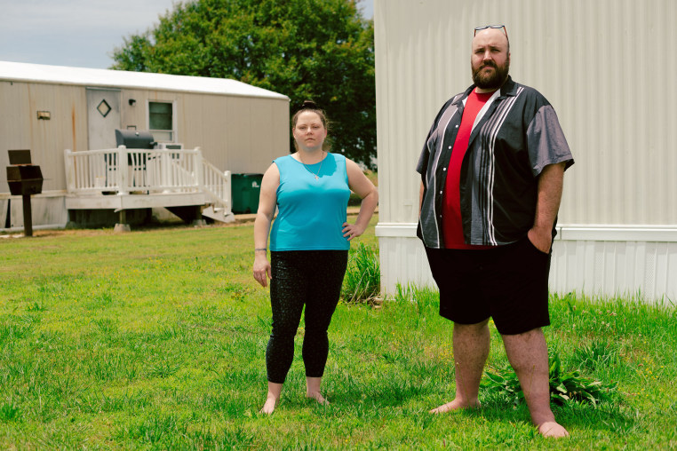Aliea Brown and Mason Obradovich at their home in Robinsonville, Miss.