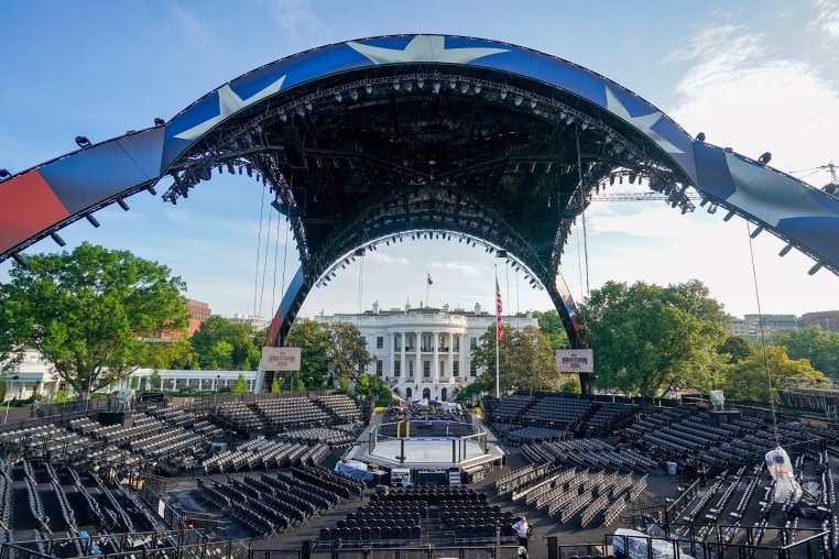 The UFC arena on the South Lawn of the White House during a media preview on Thursday, June 11, 2026.