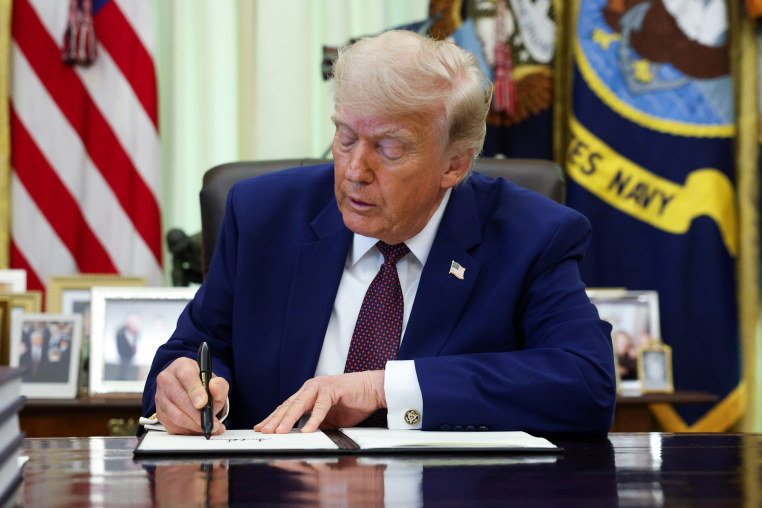 President Trump Signs Executive Orders In The Oval Office