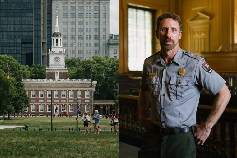 Michael Doveton, a National Park Service ranger and curator, in the Pennsylvania Supreme Court Chamber, the judicial branch during the colonial period, at Independence Hall in Philadelphia on June 10, 2026.