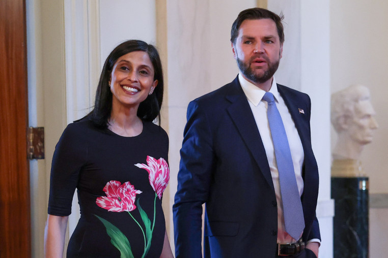 Second lady Usha Vance and U.S. Vice President JD Vance .