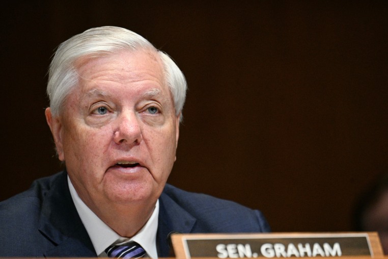 U.S. Sen. Lindsey Graham, R-S.C., questions Defense Secretary Pete Hegseth and Chairman of the Joint Chiefs of Staff General Dan Caine during a committee hearing on Capitol Hill in Washington, D.C., on May 12, 2026.