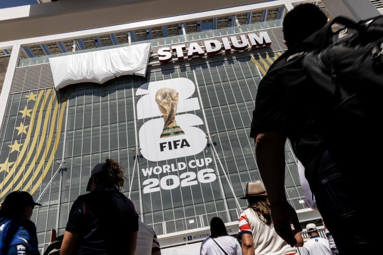 The exterior of a world cup soccer stadium.