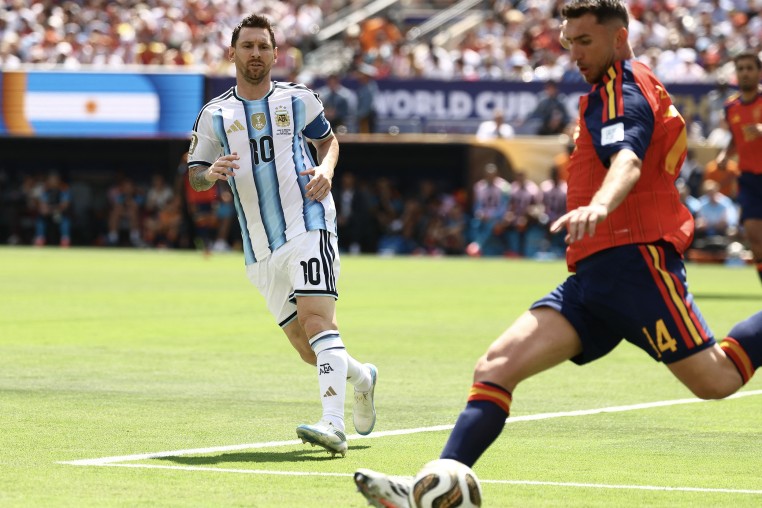On-field action during the world cup final match.