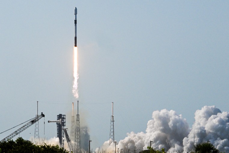 A SpaceX Falcon 9 rocket launches from Space Force Station's Launch Complex 40 in Cape Canaveral, Florida, on July 21, 2026. 