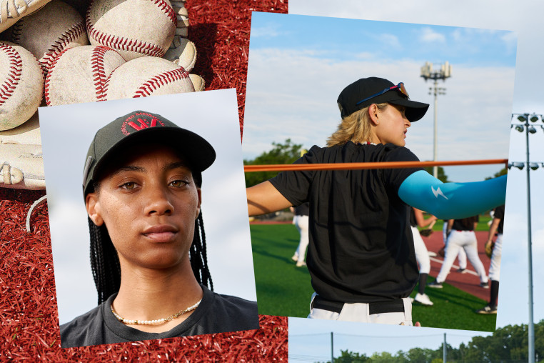 Mo'ne Davis and Denae Benites at tryouts for the Women's Professional Baseball League, in Washington, D.C., on Aug. 24, 2025.