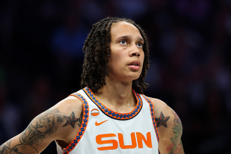 Brittney Griner #42 of the Connecticut Sun looks away.