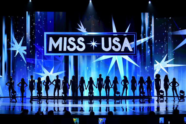 The Miss USA delegates pose onstage during the 2024 pageant.