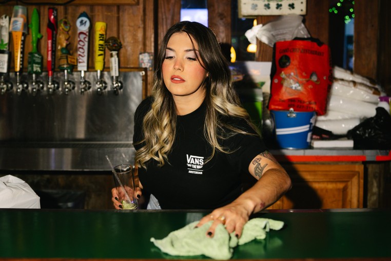 Natasha Armas at her bartending job at Bryson’s Irish Pub in Miami, on Friday, July 31, 2026. 