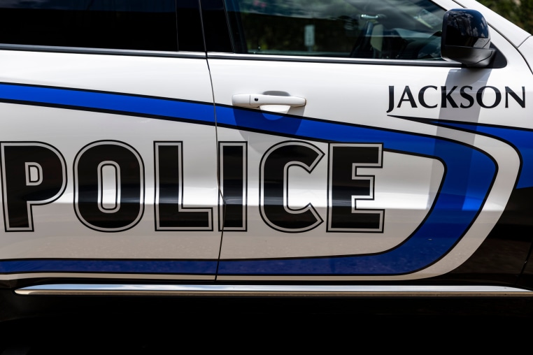 The side door of a Jackson Police car