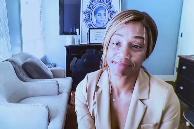 Tiffany Haddish appears via Zoom during her DUI trial on Aug. 11, 2026, in Fayetteville, Ga.