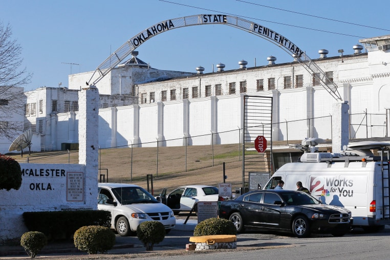 Image: the front gate of the Oklahoma State Penitentiary 