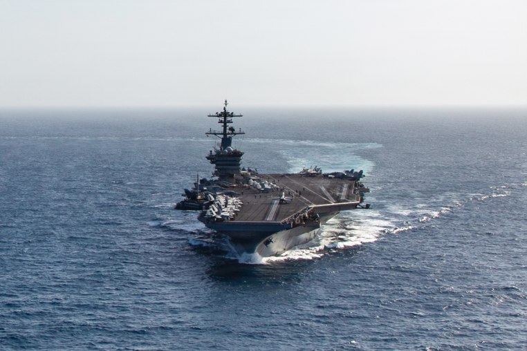 The USS Abraham Lincoln sails on the sea