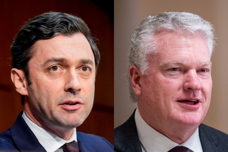 A split composite of Jon Ossoff and Mike Collins.