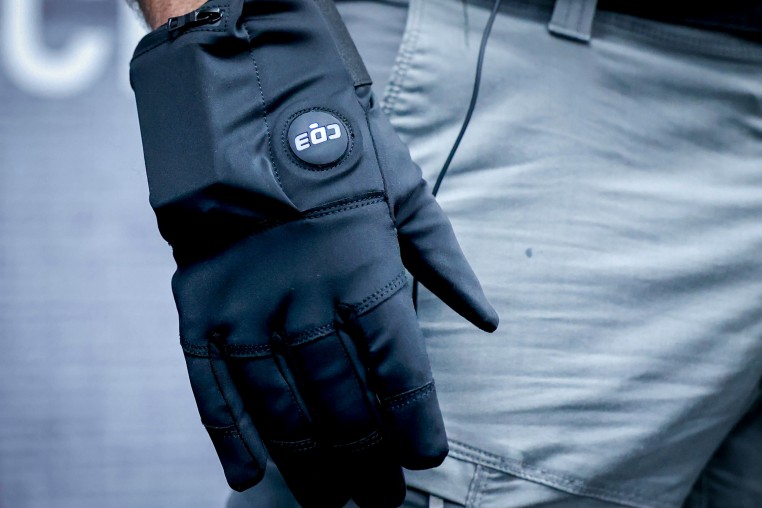 Justin Morris a distributor for Compliant Technologies wears the shock glove.