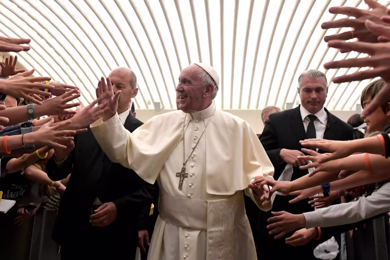Pope Francis during an audience with children from middle schools across Italy on June 2, 2017, at the Vatican.