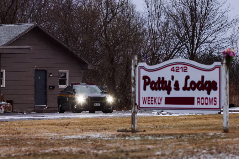 A New York State Trooper vehicle is parked at Patty’s Lodge in Hopewell, N.Y