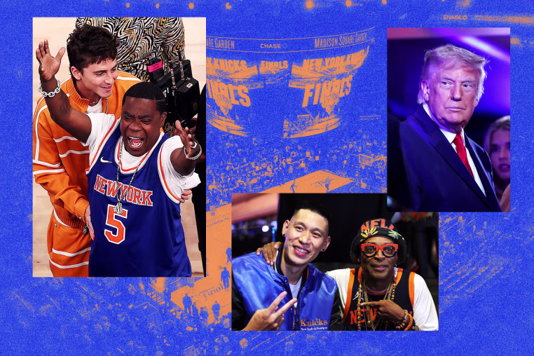 Celebrities and President Donald Trump attend game three of the NBA Finals in New York.