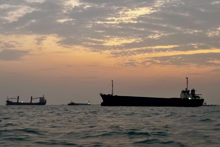 Tankers in the Strait of Hormuz off southern Iran on Sept. 5, 2026. 