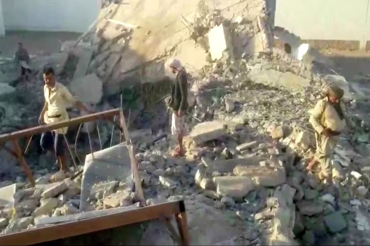 Houthi video said to show aftermath as rebels accuse Saudi Arabia of deadly strike on Yemen prison.