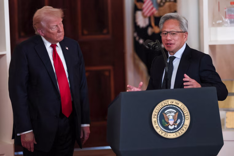 U.S. President Trump and Nvidia CEO Jensen Huang.