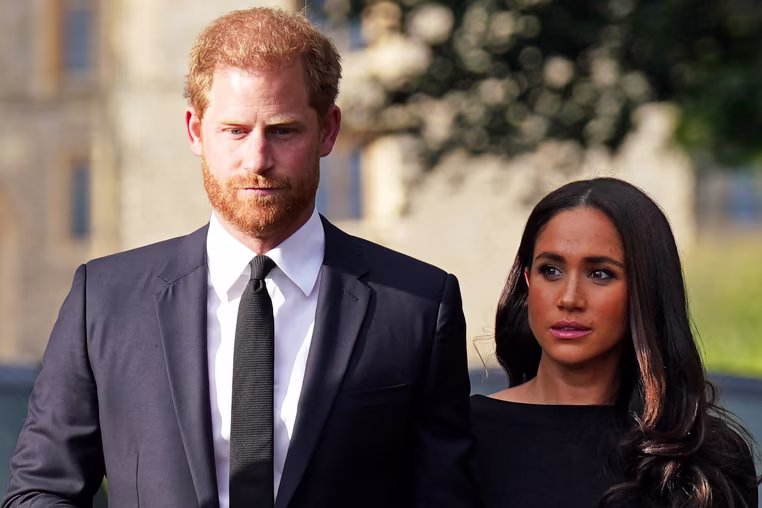 The Prince and Princess of Wales Accompanied By The Duke And Duchess Of Sussex Greet Wellwishers Outside Windsor Castle