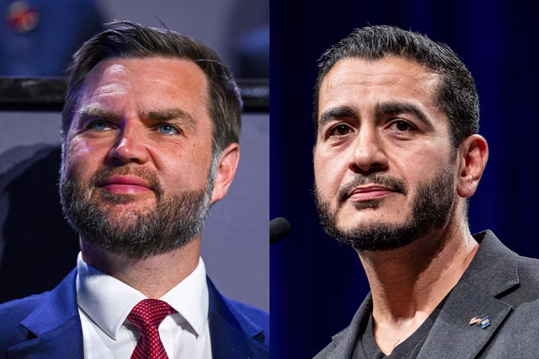 A split composite of JD Vance and Abdul El-Sayed.