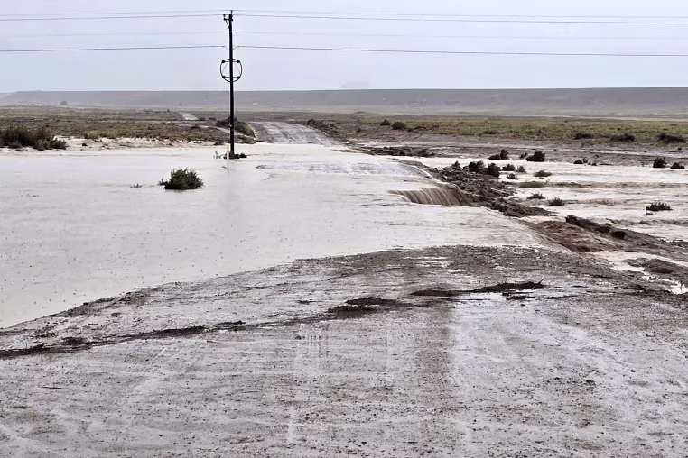 Image: A flooded road
