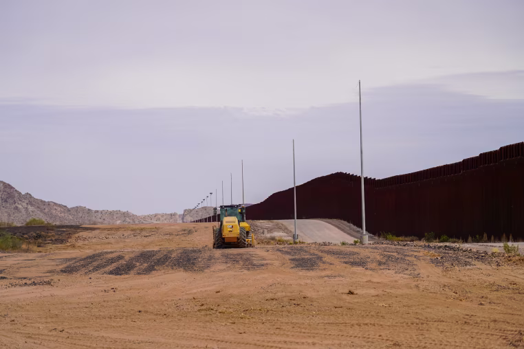 Fish-shaped intaglio (geoglyph) damaged by border wall.