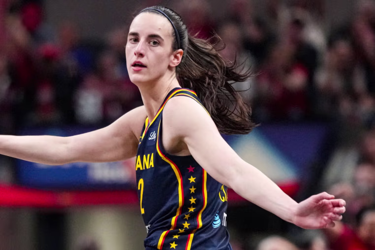 Indiana Fever guard Caitlin Clark (22) rushes up the court Tuesday, Sept. 22, 2026, during the game at Gainbridge Fieldhouse in Indianapolis.