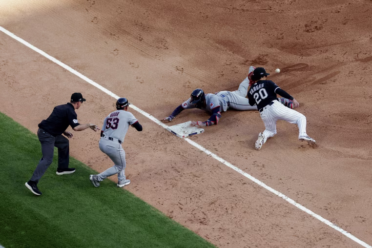 on-field action during a MLB game.