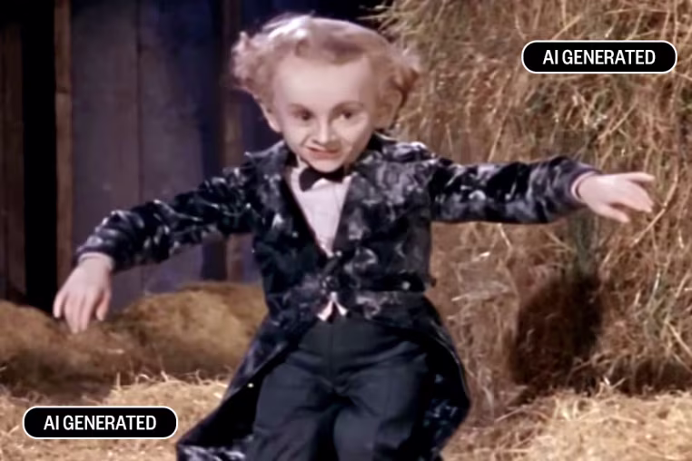 An AI-generated meme video of a rumpelstiltskin-character dancing.