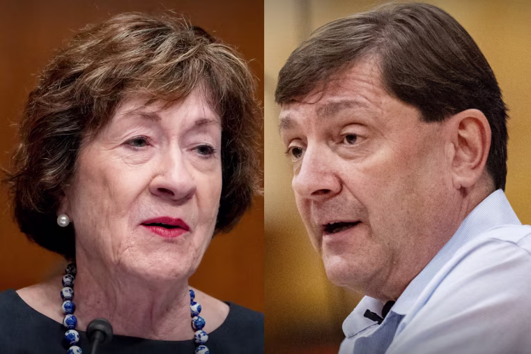 Sen. Susan Collins, R-Maine, and her Democratic challenger Troy Jackson.