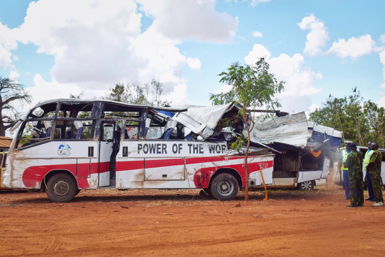 A bus involved in a fatal collision 