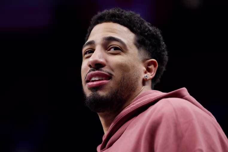 DETROIT, MICHIGAN - NOVEMBER 17: Tyrese Haliburton #0 of the Indiana Pacers looks on during the game against the Detroit Pistons at Little Caesars Arena on November 17, 2025 in Detroit, Michigan. NOTE TO USER: User expressly acknowledges and agrees that, by downloading and or using this photograph, User is consenting to the terms and conditions of the Getty Images License Agreement.  (Photo by Rick Osentoski/Getty Images)