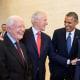 President Barack Obama laughs with former Presidents Jimmy Carter, Bill Clinton, and George W. Bush on the campus of Southern Methodist University in Dallas, Texas, April 25, 2013.