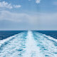 Cruise ship track with calm sea and clear sky