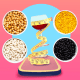 Illustration of wine and grains on scale
